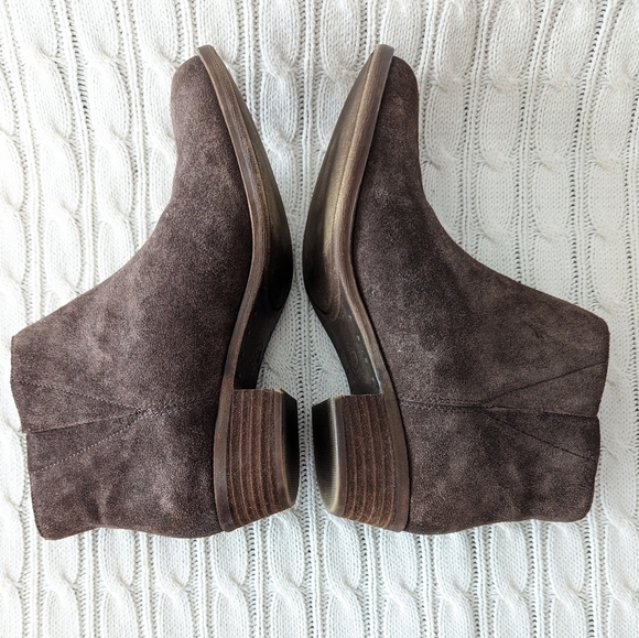 Lucky‎ Brand Benissa Leather Ankle Boots 7.5 Brown Suede Classic Bootie - Picture 4 of 13